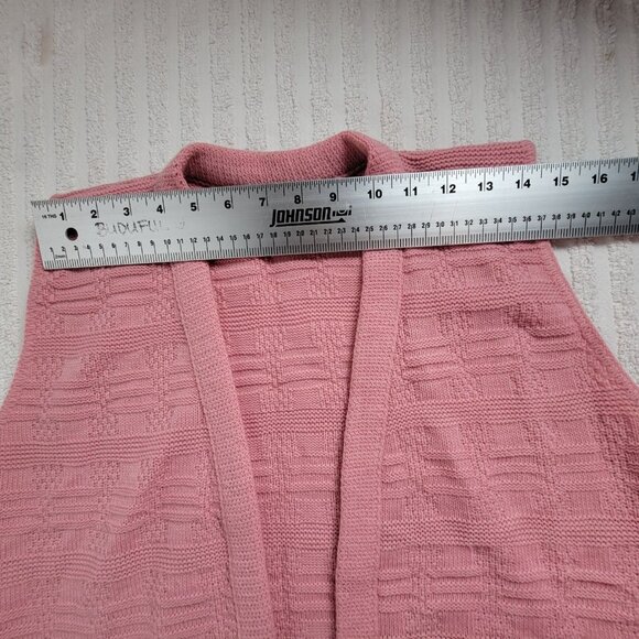 Vintage Milrank Vest Womens Pink Knit Cardigan Sweater Open Front Pockets USA - Picture 4 of 7